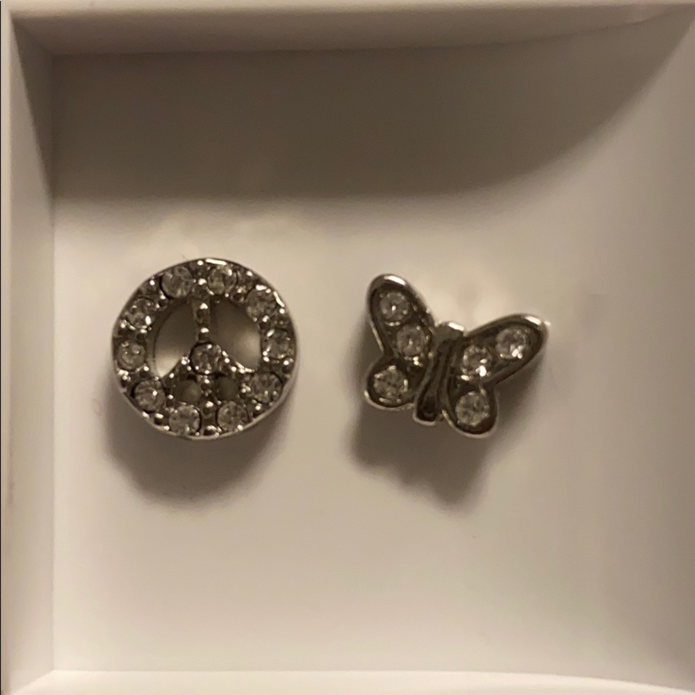 Origami Owl Pave Peace Sign and Butterfly Charm